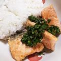 あたむ❤189's cooksnap of when they made 鮭のニラダレがけ.