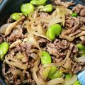 naga_sato's cooksnap of when they made そらまめと牛肉の春色炒め.