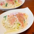 るるおか's cooksnap of when they made 生ハムとほうれん草のクリームパスタ.