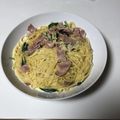 AE101LEVIN's cooksnap of when they made 小松菜とベーコンのクリームパスタ.