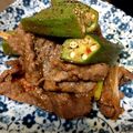 腹12分目's cooksnap of when they made 疲労回復おかず☆牛肉とオクラのピリ辛炒め.