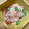 あーやチン's cooksnap of when they made おつまみに☆オクラとカニカマのピリ辛和え.