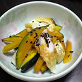 亜久里's cooksnap of when they made カボチャとちくわと油揚げの胡麻油和え.