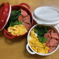 kitty・yumi's cooksnap of when they made ☆鮭と卵とほうれん草の三色丼☆.