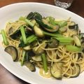hitsujimei's cooksnap of when they made なすと小松菜のガーリックパスタ.