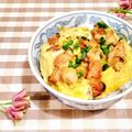 ももちゃんのれしぴ's cooksnap of when they made 焼き鳥をリメイク！　夫が作るズボラ親子丼.