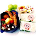 kiddy3399's cooksnap of when they made キャラ弁 星のカービィ サンドイッチ弁当.