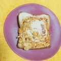 クック0ISVIM☆'s cooksnap of when they made 食パンくりぬき、ハム卵チーズのトースト.