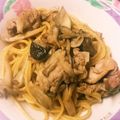 梅水玉's cooksnap of when they made 豚肉と舞茸の中華風パスタ♪.