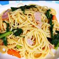 TodoMasami's cooksnap of when they made ベーコンとわさび菜のスパゲティ.