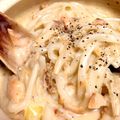 梅茶づけ's cooksnap of when they made サーモンとキノコのクリームうどん.