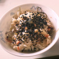 理宇美's cooksnap of when they made 鮭とサツマイモと枝豆の炊き込み御飯.