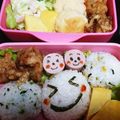 ままひまお's cooksnap of when they made 丸型♡俵型ニコちゃんおにぎり弁当.