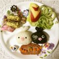 puniＫ's cooksnap of when they made ウーとワー☆キャラ弁おにぎり.