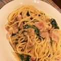しろもつ's cooksnap of when they made ほうれん草のクリームパスタ.