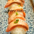 しおりのテーマ's cooksnap of when they made 炙りサーモンにぎり.