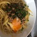 れごはん's cooksnap of when they made めんつゆと納豆だけパスタ.