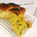 takesan_k's cooksnap of when they made 粒あん抹茶三つ編みあん食パン（HB生地）.