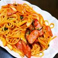 kisaragicats's cooksnap of when they made エリンギとウインナー玉ねぎのナポリタン風.
