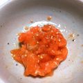 はるにゃ❀'s cooksnap of when they made 簡単◎サーモンのユッケ風.