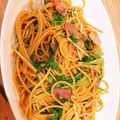 クックKD0IU0☆'s cooksnap of when they made フライパン一つで水菜とベーコンのパスタ.