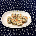 kikyomama's cooksnap of when they made 鶏ひき肉とひじきのあげ巻き.