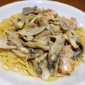 zhidai's cooksnap of when they made 鮭ときのこのクリームパスタ.
