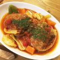 瀬戸ぽん's cooksnap of when they made 玉葱の器で♡トマトチーズ煮込みハンバーグ.