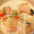 ともまま711's cooksnap of when they made 鮭と白菜の食べるミルクスープ.