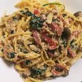 かなっぺ99's cooksnap of when they made 濃厚♪きのことベーコンの和風たらこパスタ.