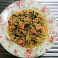もぐ・ω・くま's cooksnap of when they made 秋色～鮭ときのこの柚子胡椒パスタ～.