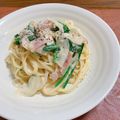 ＊ももちぃ＊'s cooksnap of when they made ほうれん草のクリームパスタ.