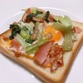 きぃもるく's cooksnap of when they made 菜花と半熟卵のバター醤油トースト.
