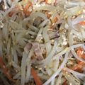 freesia1's cooksnap of when they made もやしメインの溶き卵のベーコン炒め.