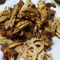ユーロン's cooksnap of when they made 豚肉とごぼうの唐揚げ.