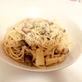 Gyuline's cooksnap of when they made さつまいもときのこの秋色パスタ.