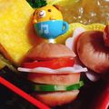 ❀akiko❀'s cooksnap of when they made まん丸ソーセージのハンバーガーキャラ弁.