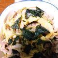 u_mi_n's cooksnap of when they made ❀祝話題入り❀瓦そば風に〜茶そば鉄板❤.