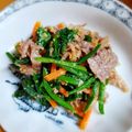 ＊キーツニャン＊'s cooksnap of when they made ほうれん草と牛肉のナッツ味噌和え.