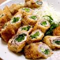 kumayomi's cooksnap of when they made 豚肩ロース薄切り　豆苗巻きフライ豆苗好き.