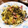 ぱんこびびタイソン's cooksnap of when they made ベーコンと高菜のにんにく醤油パスタ♡.