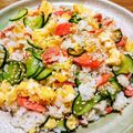 ⭐とっくん⭐'s cooksnap of when they made 塩鮭ときゅうりと炒り卵のサッパリ混ぜご飯.