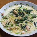 野菜係's cooksnap of when they made 鮭とほうれん草の、クリームパスタ！.