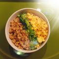 世界の中心's cooksnap of when they made お弁当にも☆ごま油香る鶏そぼろ三色丼.
