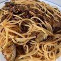 えっく巣's cooksnap of when they made なすと挽き肉のバタポンチーズパスタ.
