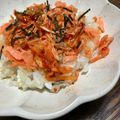 ☆さぶ☆☆'s cooksnap of when they made 鮭フレークキムチ丼.