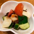 とみ家's cooksnap of when they made トマト・胡瓜・長芋のわさび塩昆布和え.