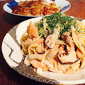 kaokaofood's cooksnap of when they made ✽簡単♡絶品✨鮭ときのこのクリームパスタ.