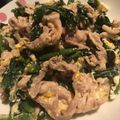 ましゅまろちょコ's cooksnap of when they made 豚こまぎれ肉とホウレン草のガーリック炒め.