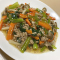 bericco's cooksnap of when they made 小松菜としめじのひき肉炒め.